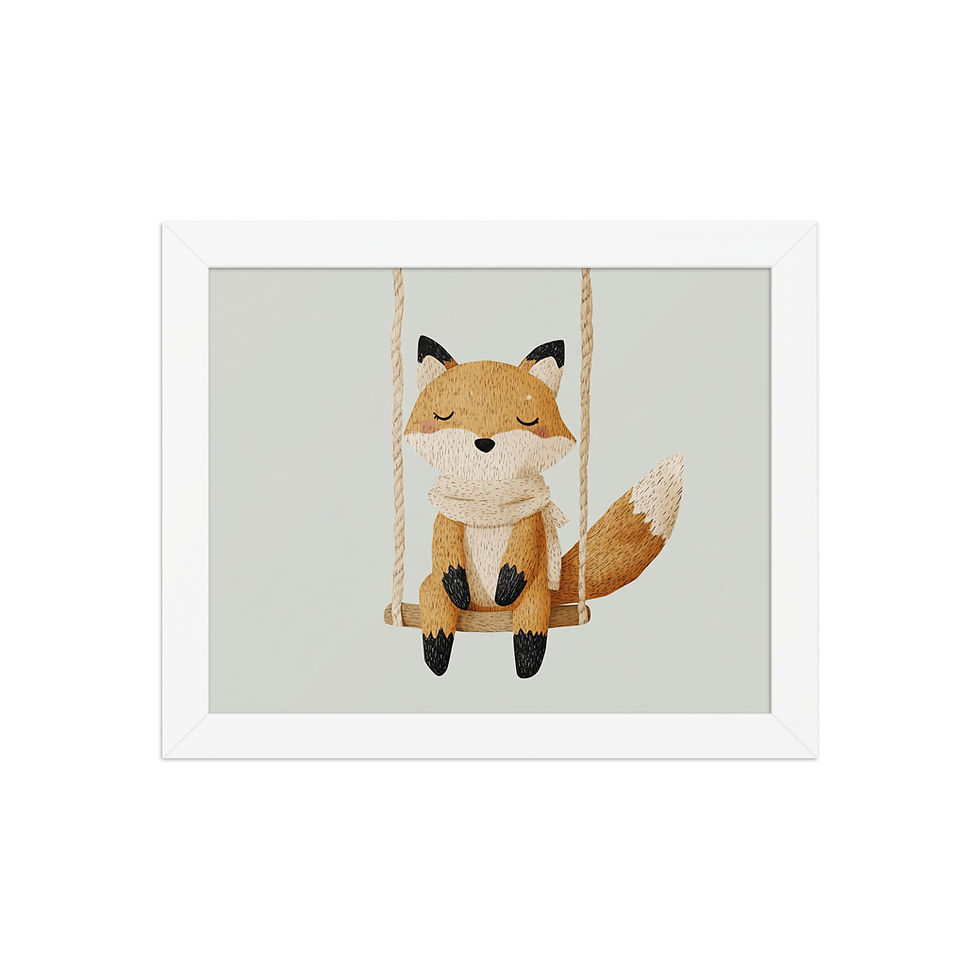 Thumbnail: Fox on a swing | Children's Bedroom | Nursery Wall Art