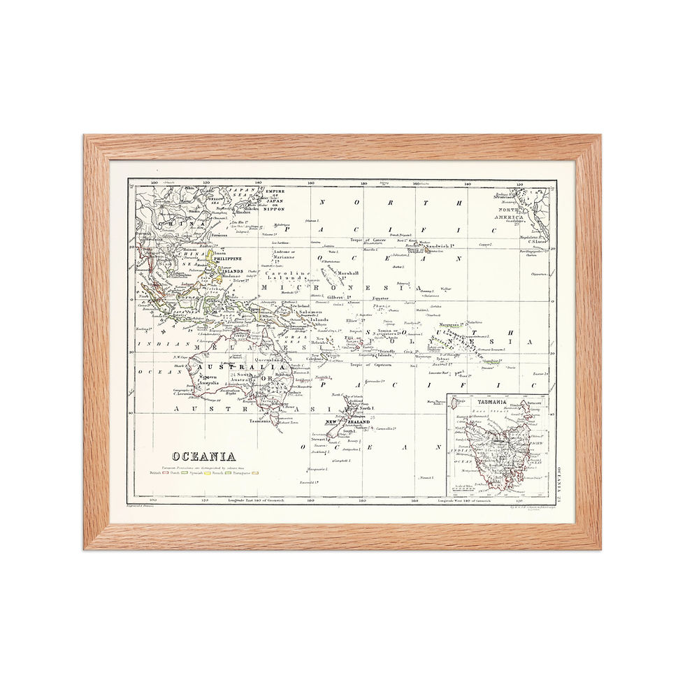 Thumbnail: Oceania | Framed vintage map