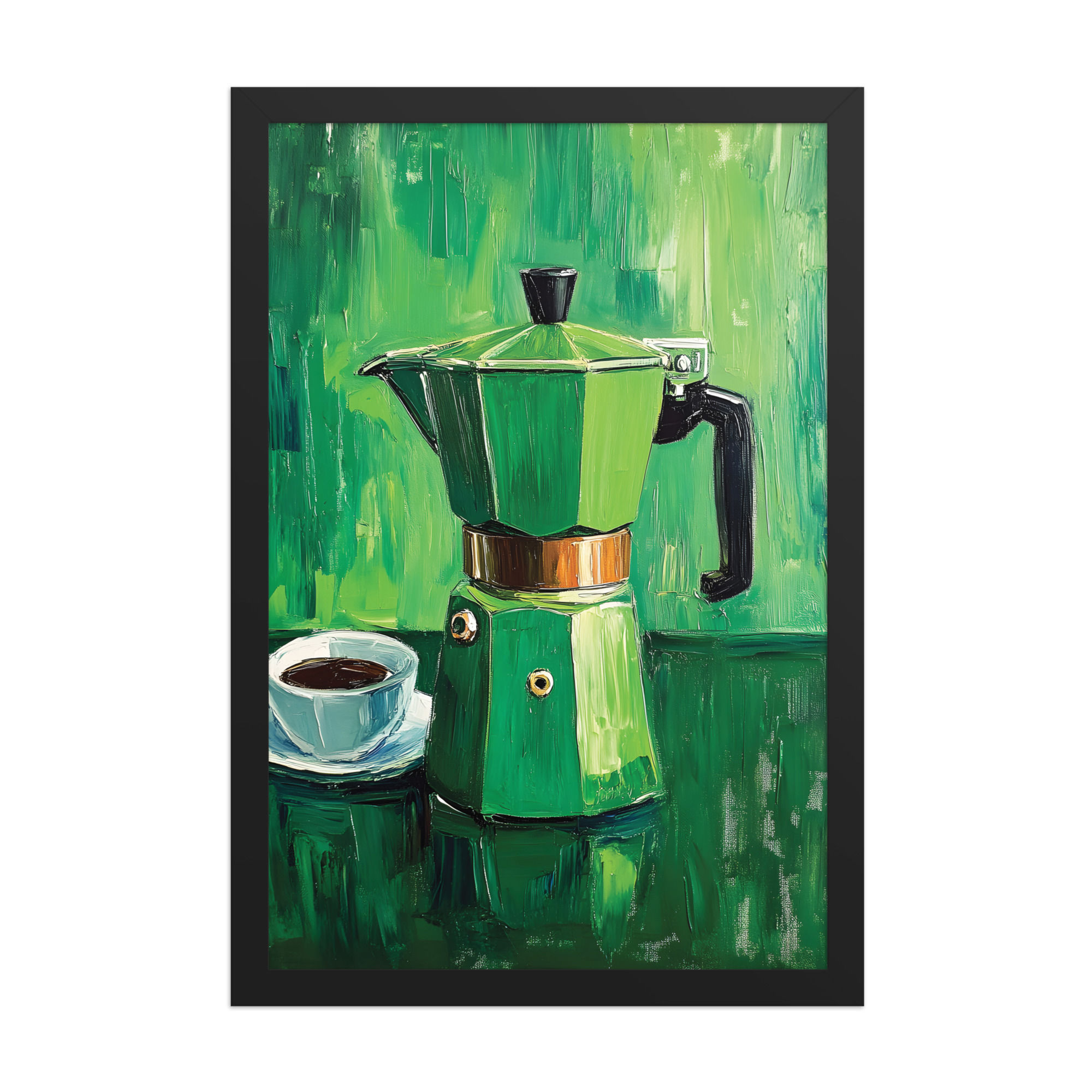 Green Coffee Pot Art for Kitchen
