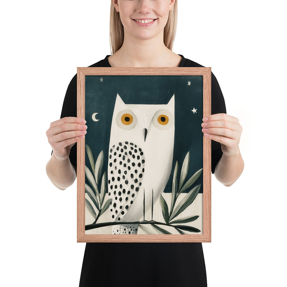 Thumbnail: Owl Gouache Inspired Art Print for Nursery 