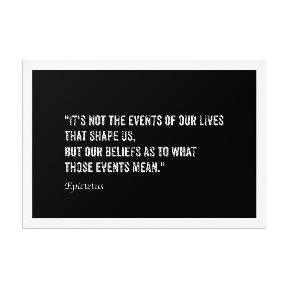 Thumbnail: Framed poster with white quote by Epictetus on black background, in a matte black frame, perfect for framed wall art and framed art.