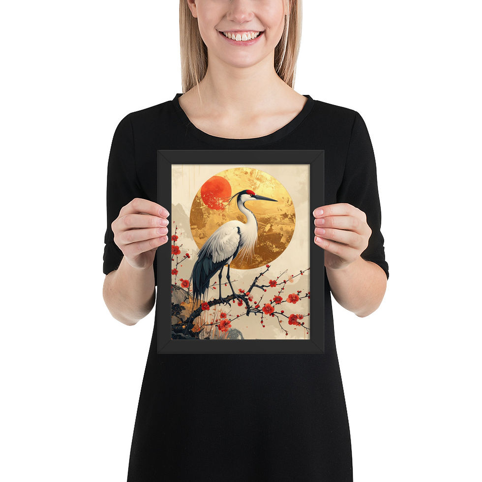 Thumbnail: Golden Crane Art Print for Living Room