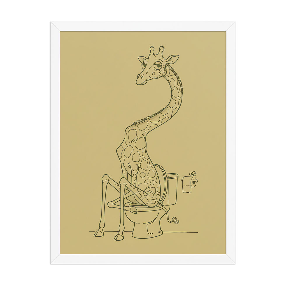 Thumbnail: Giraffe on the Toilet Quirky Art Print