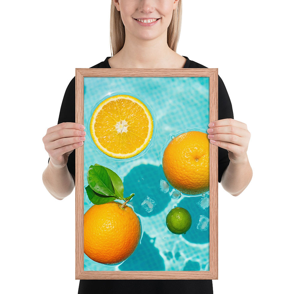 Thumbnail: Citrus Chill — Floating Oranges — Framed Summer Print 