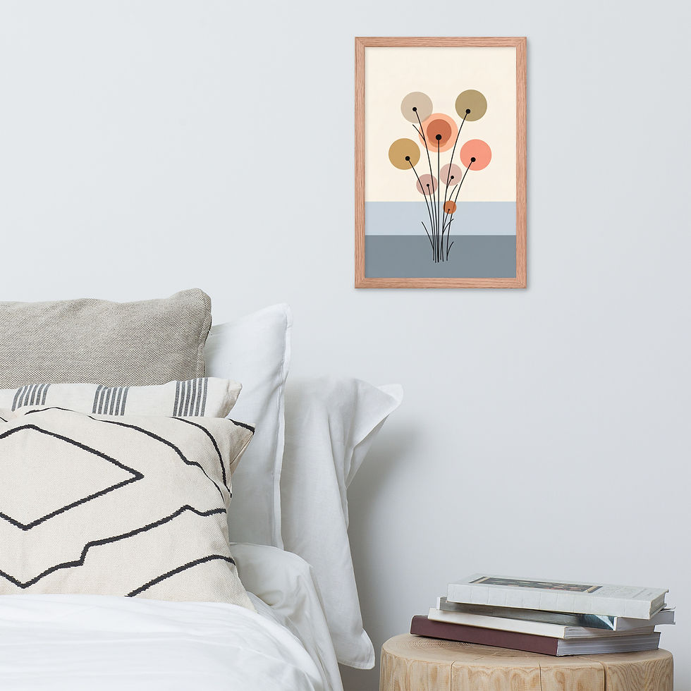 Thumbnail: Orbit Blooms — Minimal Geometric Floral Framed Mega Print
