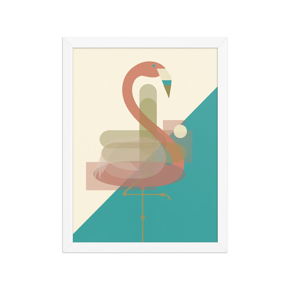 Thumbnail: Abstract Flamingo in Mid-century Art Print