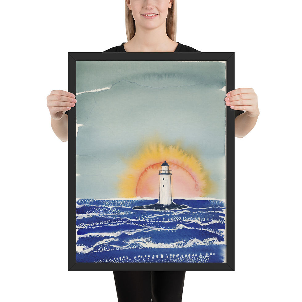 Thumbnail: Sunrise Lighthouse Minimalist Framed Wall Art