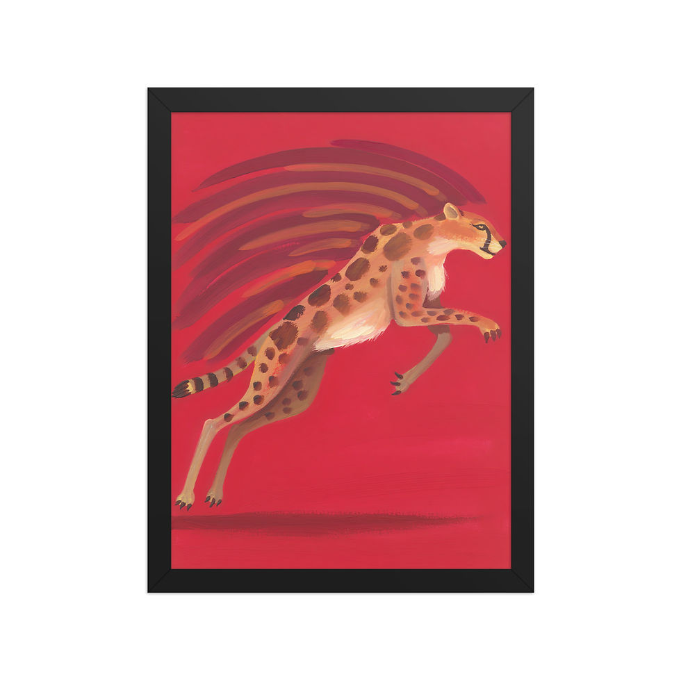Thumbnail: Leaping Cheetah Gouache Style Art Print