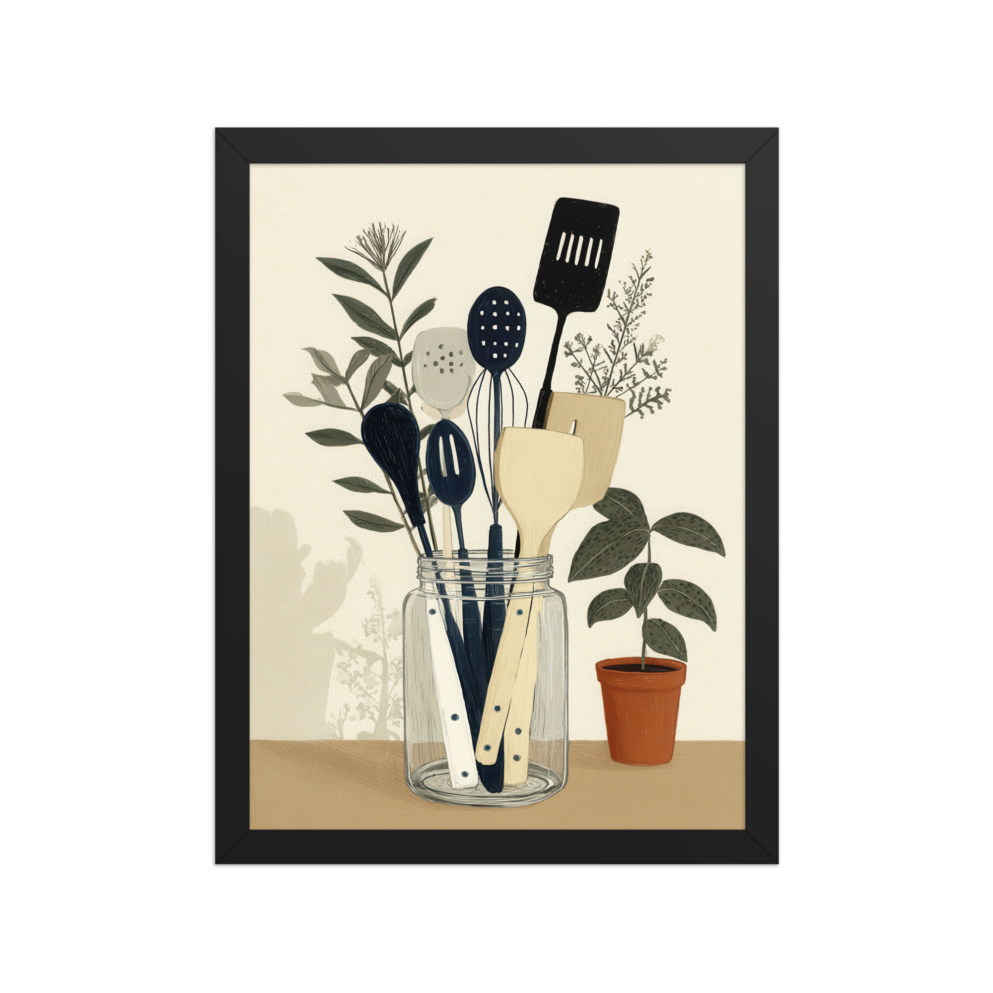 Trendy Framed Gouache Art