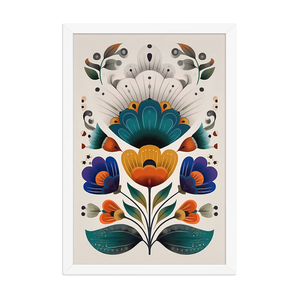 Thumbnail: Scandinavian Inspired Botanical Wall Art - Folk Style Decor