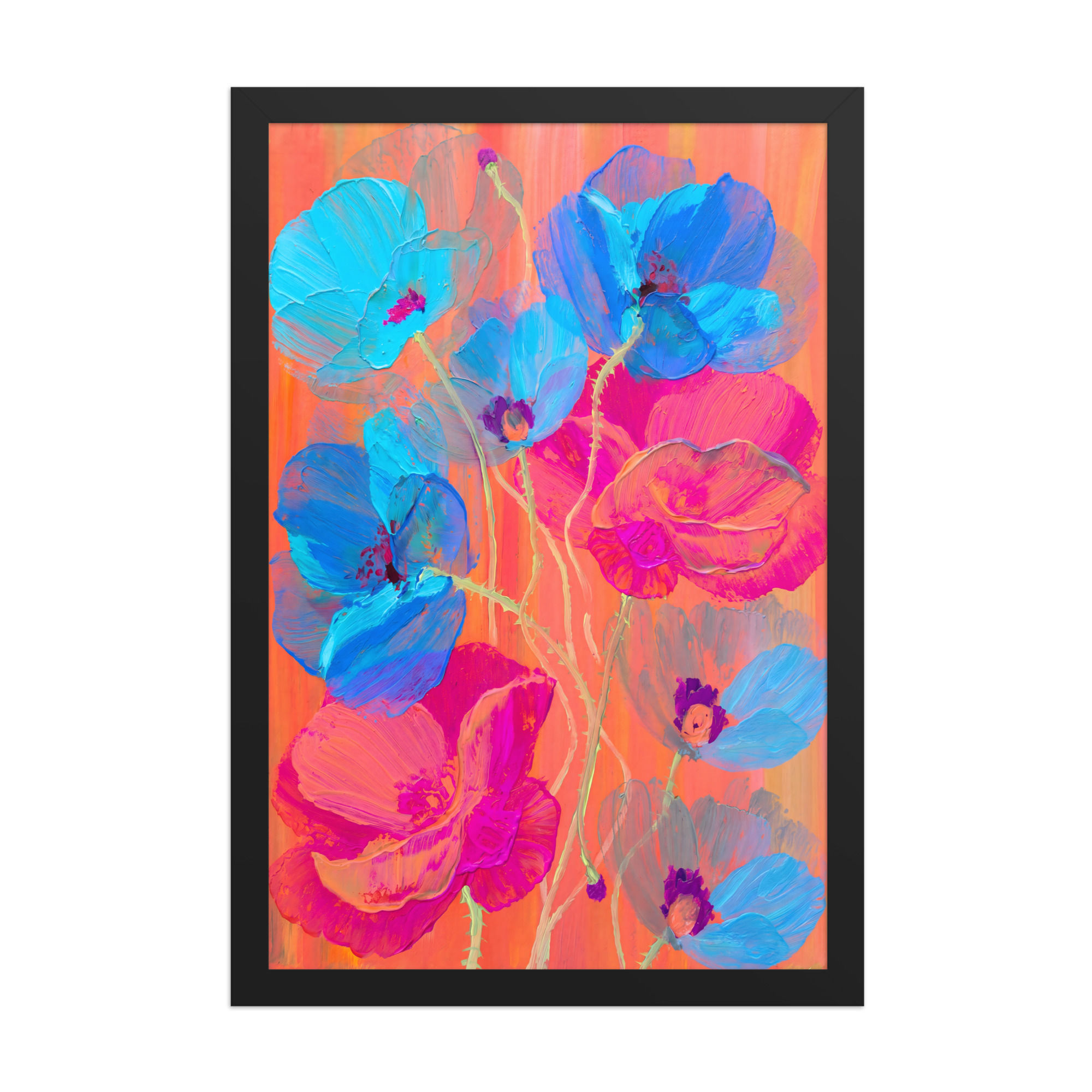 Electric Poppies — Framed Vibrant Floral Print