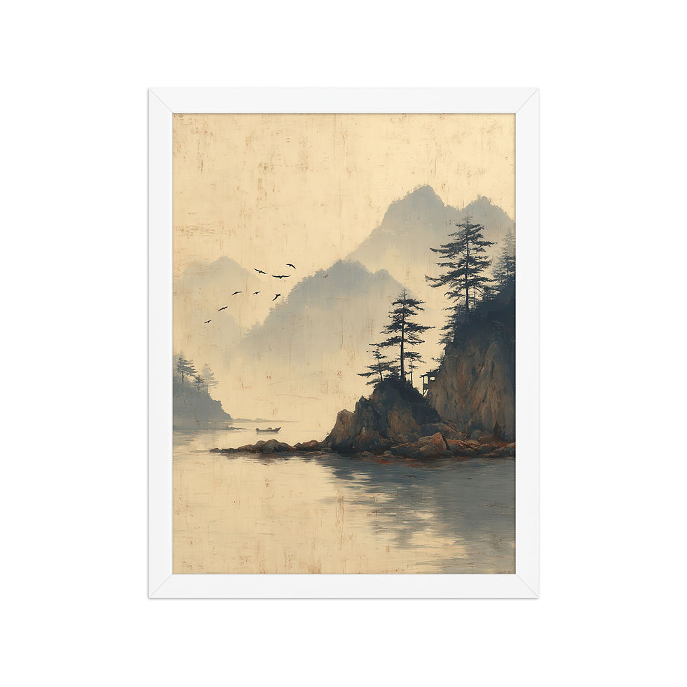 Thumbnail: Japandi Landscape in Sumi-e Inspired Ink Wash Print