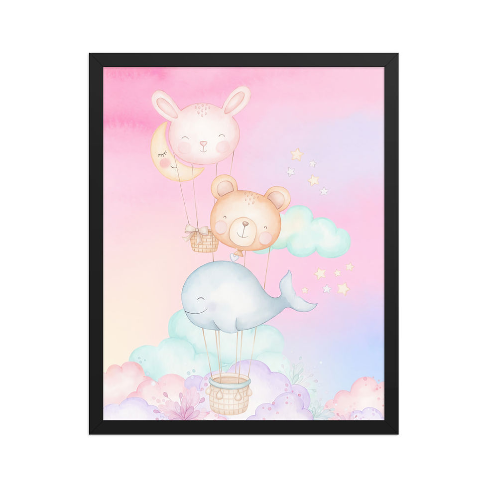 Thumbnail: Whimsical Animal Balloons Nursery Art