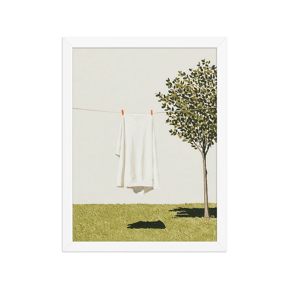 Thumbnail: Hanging Laundry Gouache Inspired Art Print 