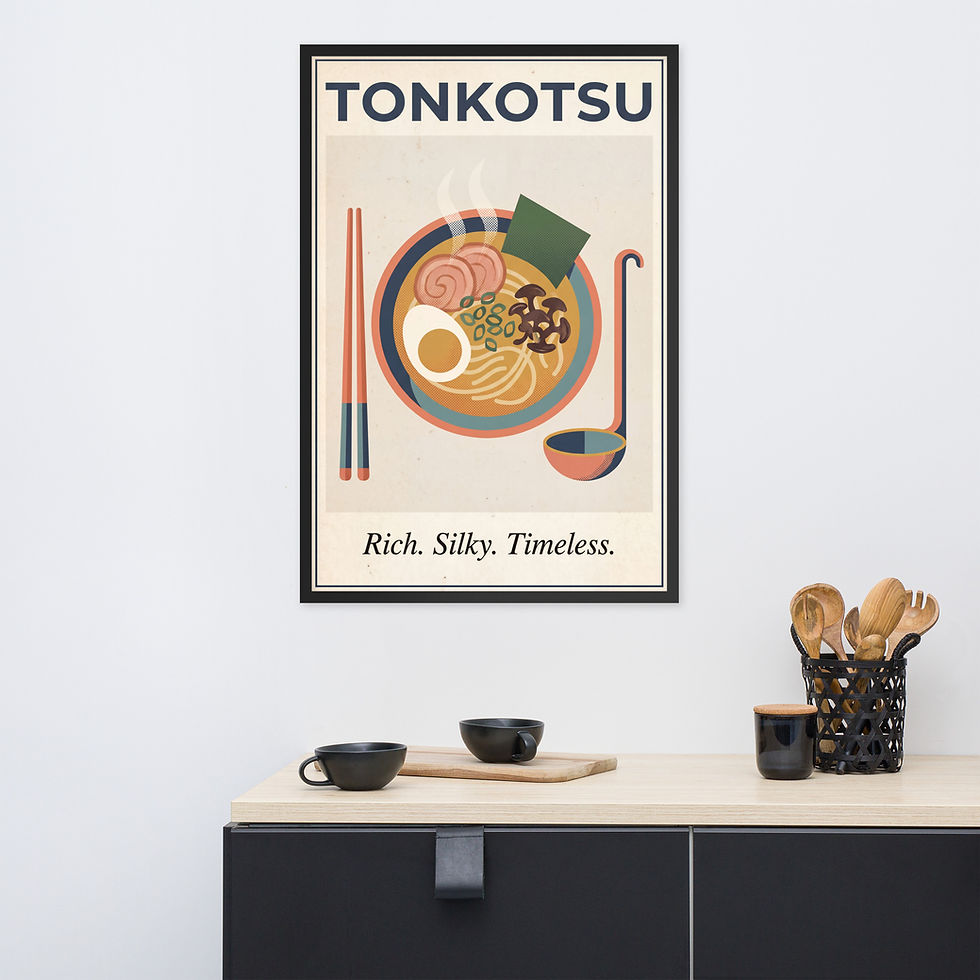 Thumbnail: Tonkotsu Ramen Japanese Food Poster Framed Wall Art
