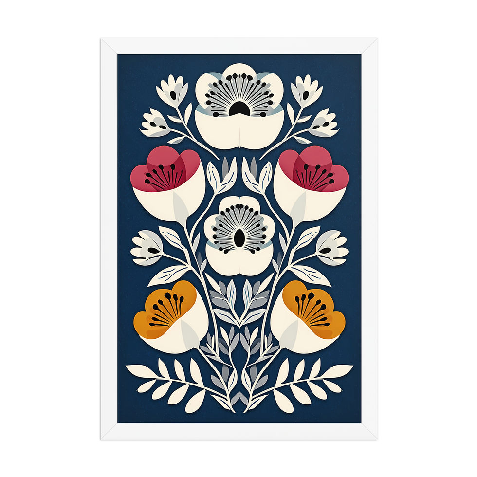 Thumbnail: Scandinavian Style Botanical Wall Art - Folk Design for Home