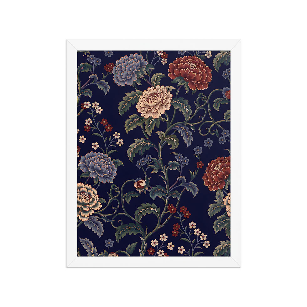 Thumbnail: Ornate Floral Motifs Framed Botanical Art Print