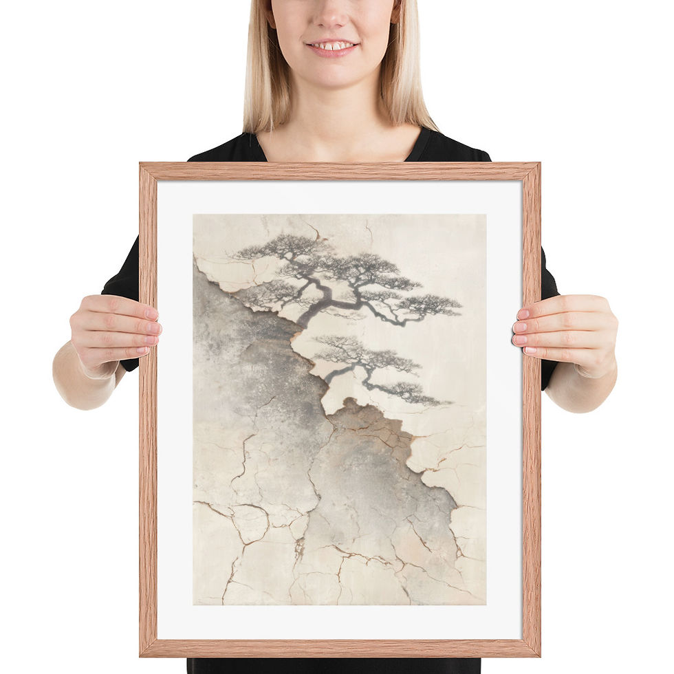 Thumbnail: Japandi Bonsai Tree Silhouette Faded Ink Sumi-e Inspired