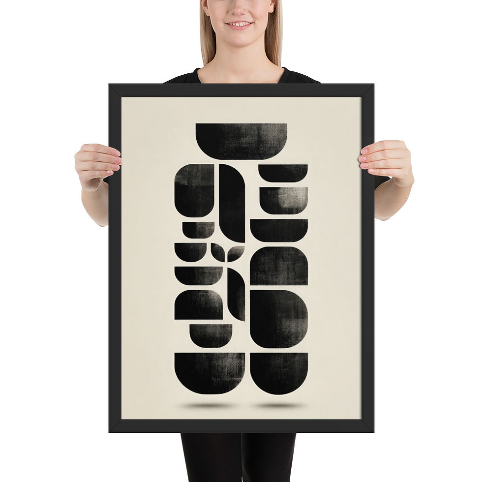 Thumbnail: Black & Beige Abstract Wall Art Print 