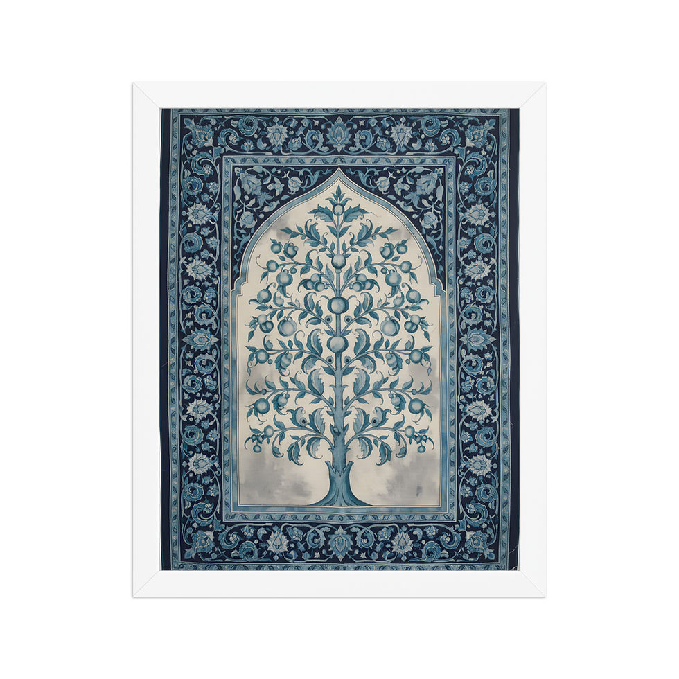Thumbnail: Monochrome Blue Pomegranate Tree Wall Art