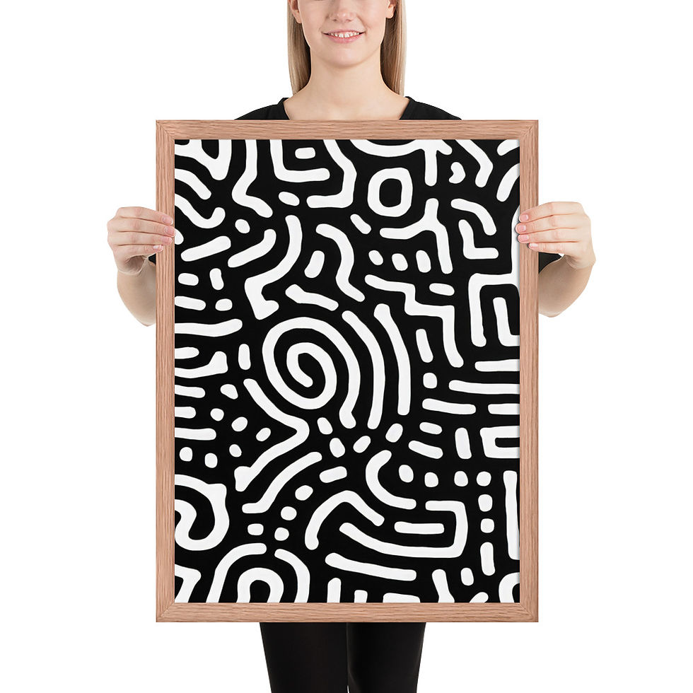Thumbnail: Black & Beige Abstract Wall Art Print 