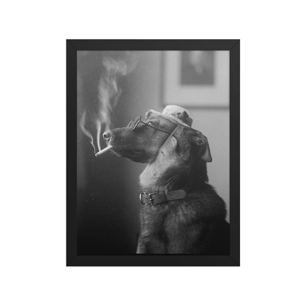 Thumbnail: Dog with a Hat Smoking Photography Print