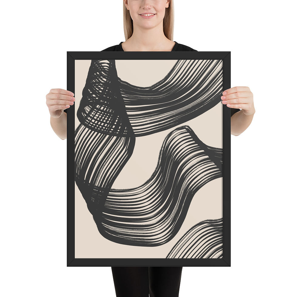 Thumbnail: Black & Beige Abstract Wall Art Print 