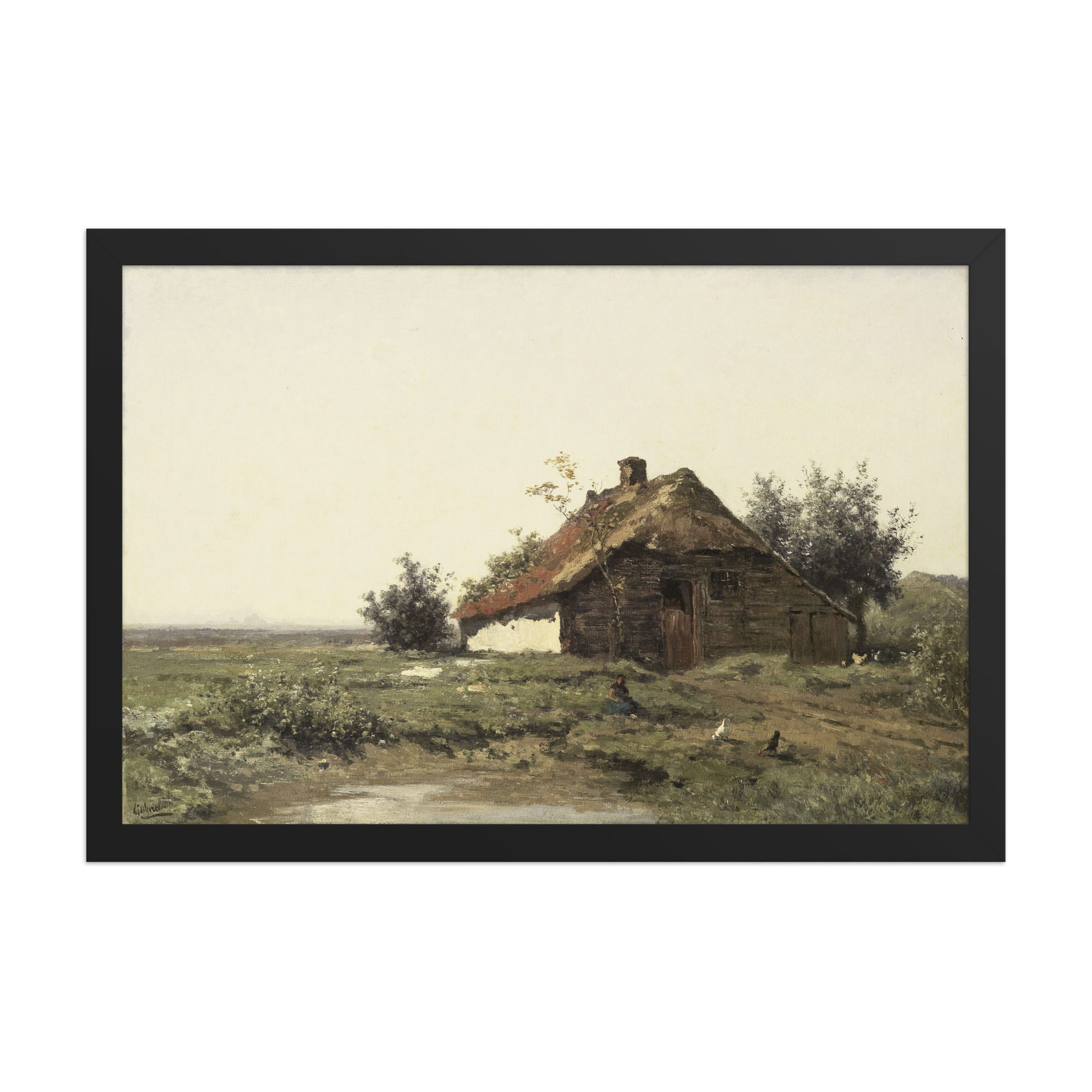 Thatched Farmhouse Framed Vintage Wall Art