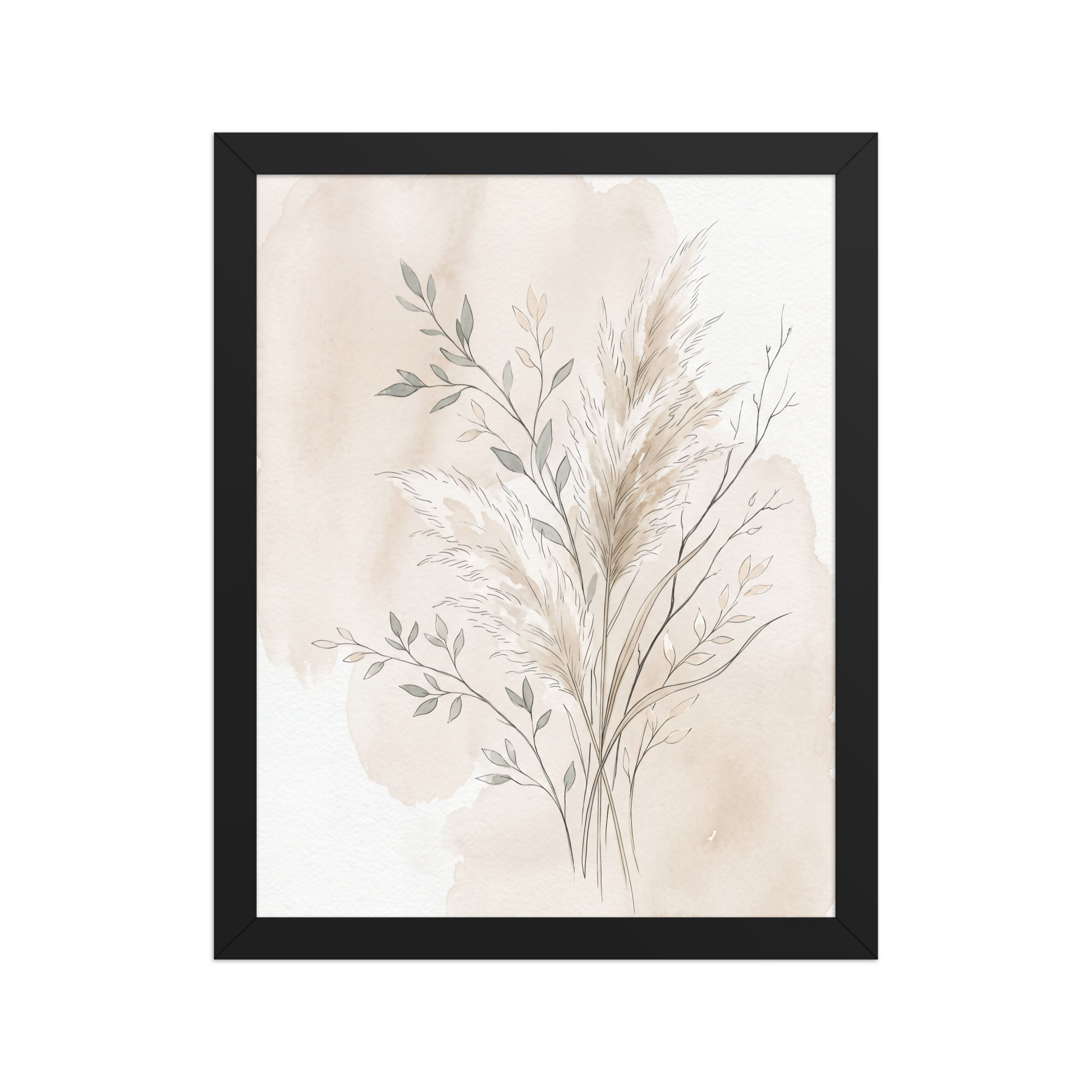 Earth Tone Pampas Framed Botanical Print