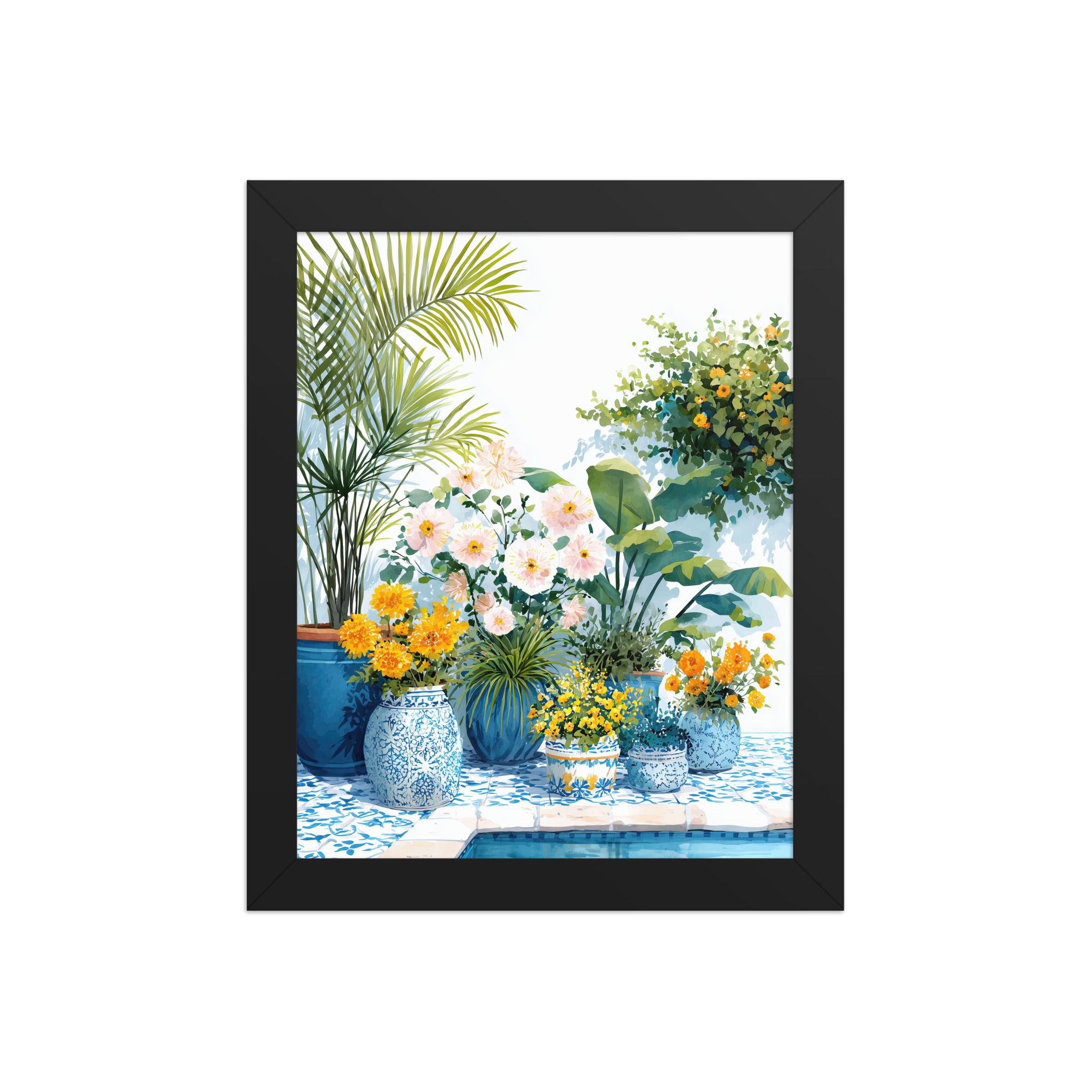 Lush Garden Greenery Watercolor Print | Fresh Botanical Framed Art