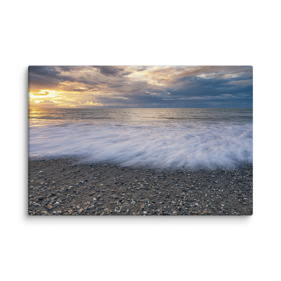 Thumbnail: Dramatic Ocean Sunset Canvas Print for Moody Coastal Seascape Decor