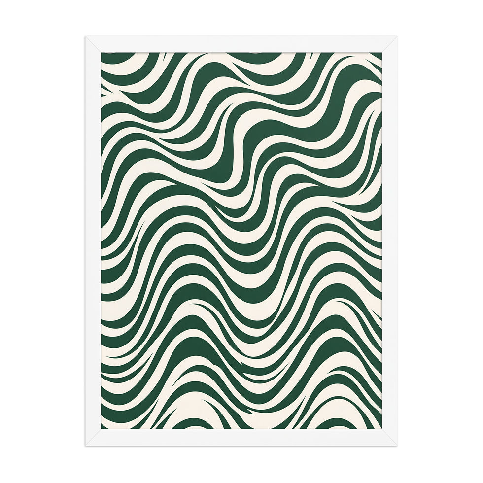 Thumbnail: Abstract Green Waves Framed Unique Contemporary Mega Print