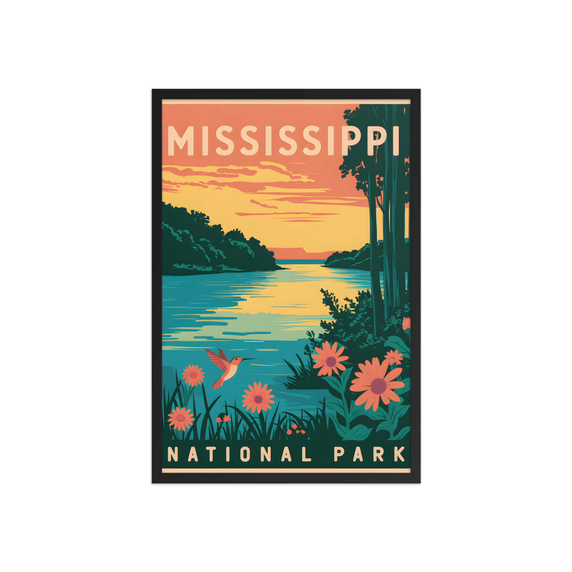 Mississippi National Park Modern Travel Art