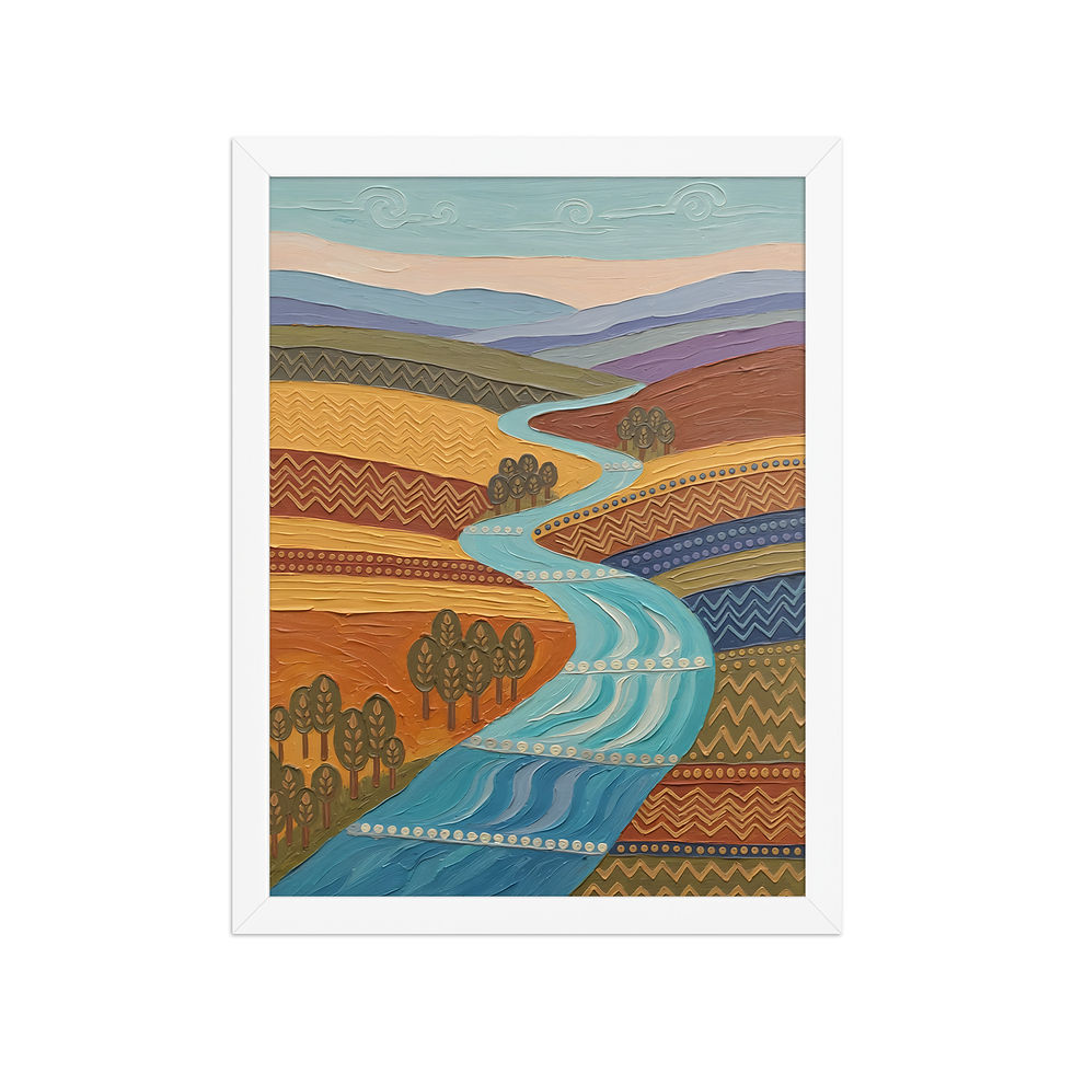 Thumbnail: Geometric River Landscape Art Print