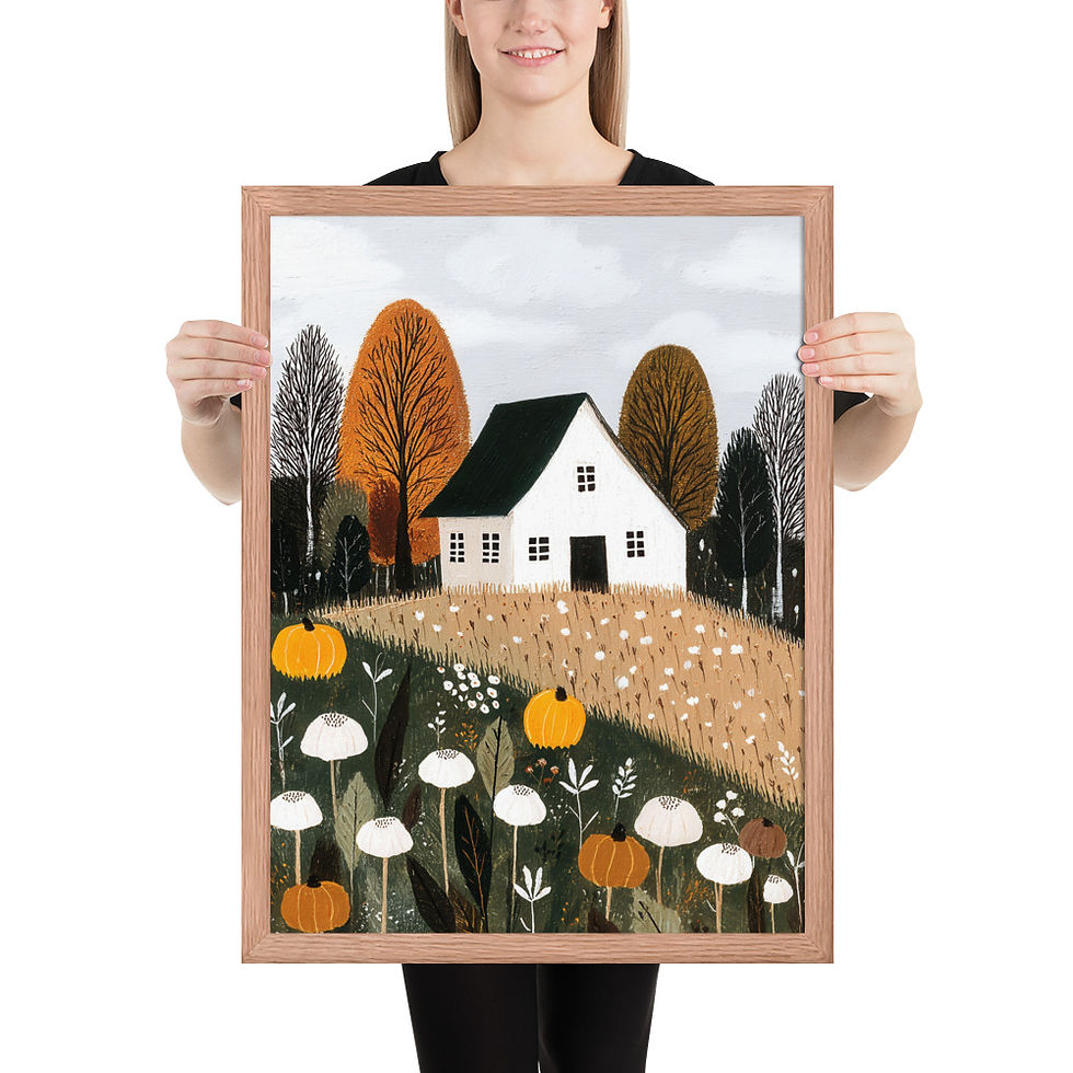 Thumbnail: Cottage on a Hill Gouache Inspired  Art Print 