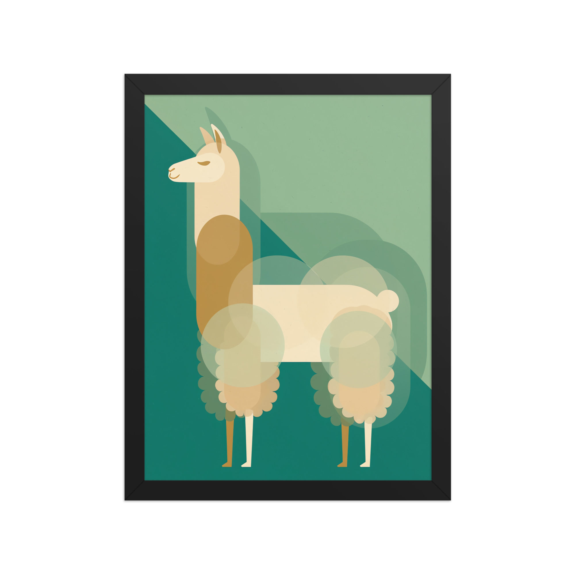 Rounded Llama in Mid-century Art Style