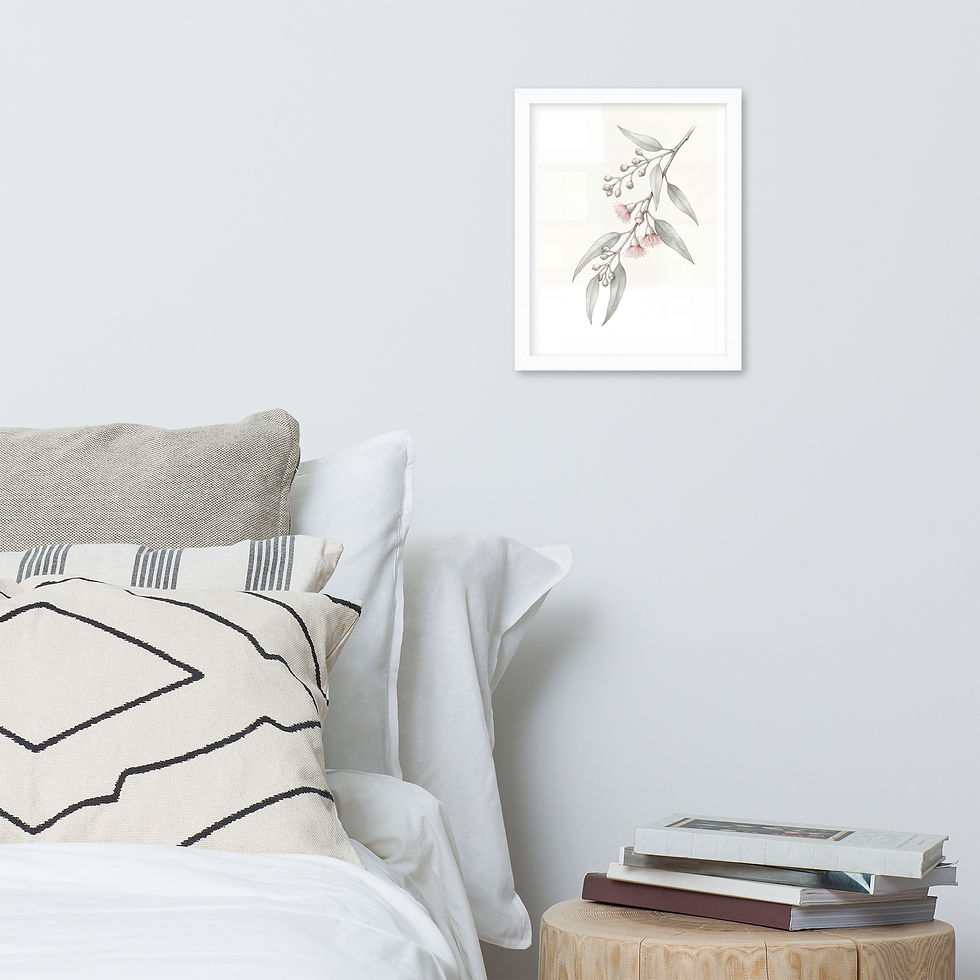 Thumbnail: Blush Gum Blossom — Framed Eucalyptus Floral Print