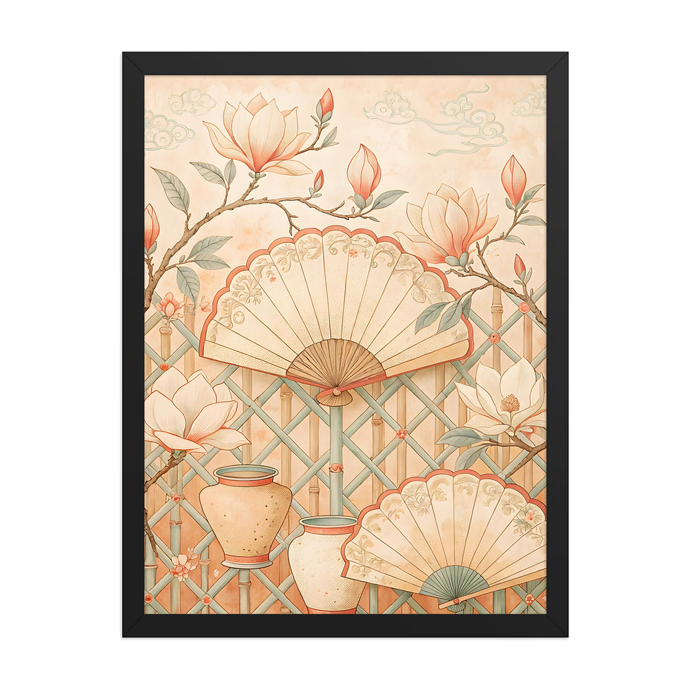 Thumbnail: Mid-century Chinoiserie Fan Garden Art Print