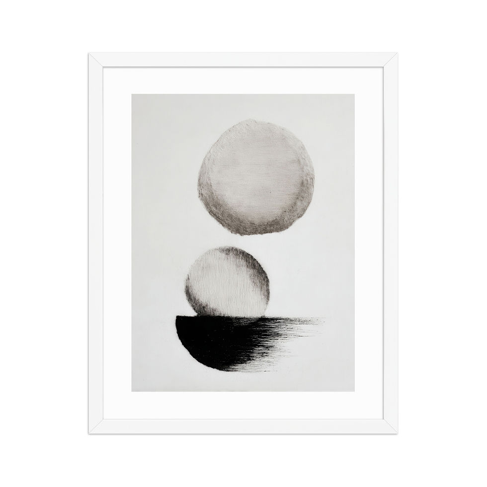 Thumbnail: Japandi setting Sun and Moon  in Sumi-e Inspired Ink Wash Print
