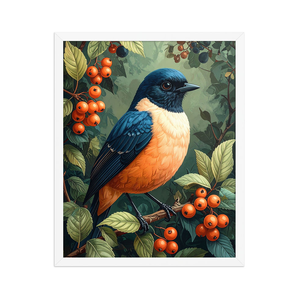Thumbnail: Cute Berry Bird Wall Art Print