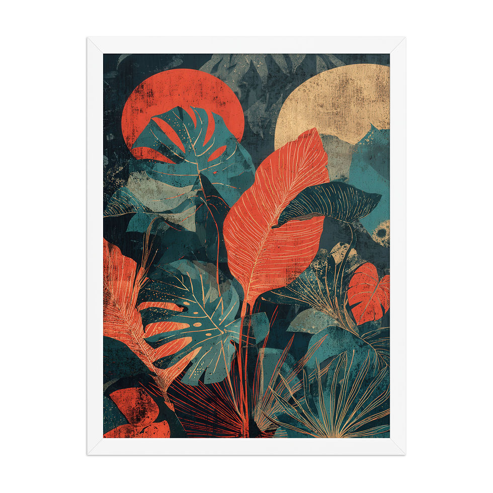 Thumbnail: Framed Bohemian Art – Abstract Floral Design