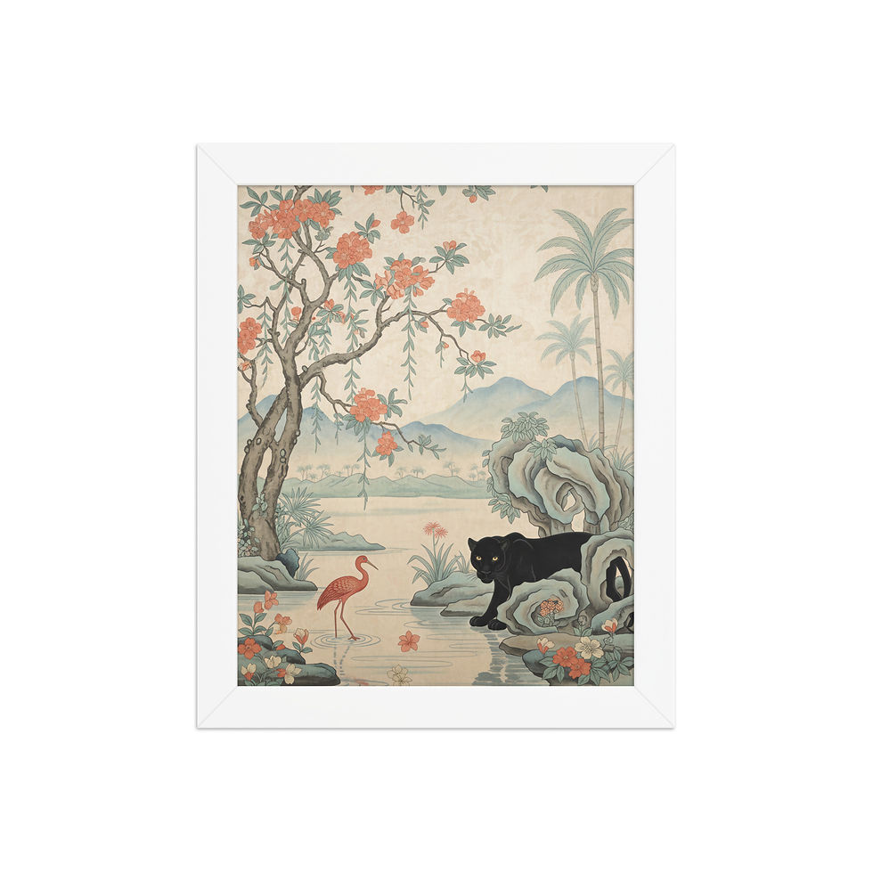 Thumbnail: Jaguar Jungle Chinoiserie Style Art Print