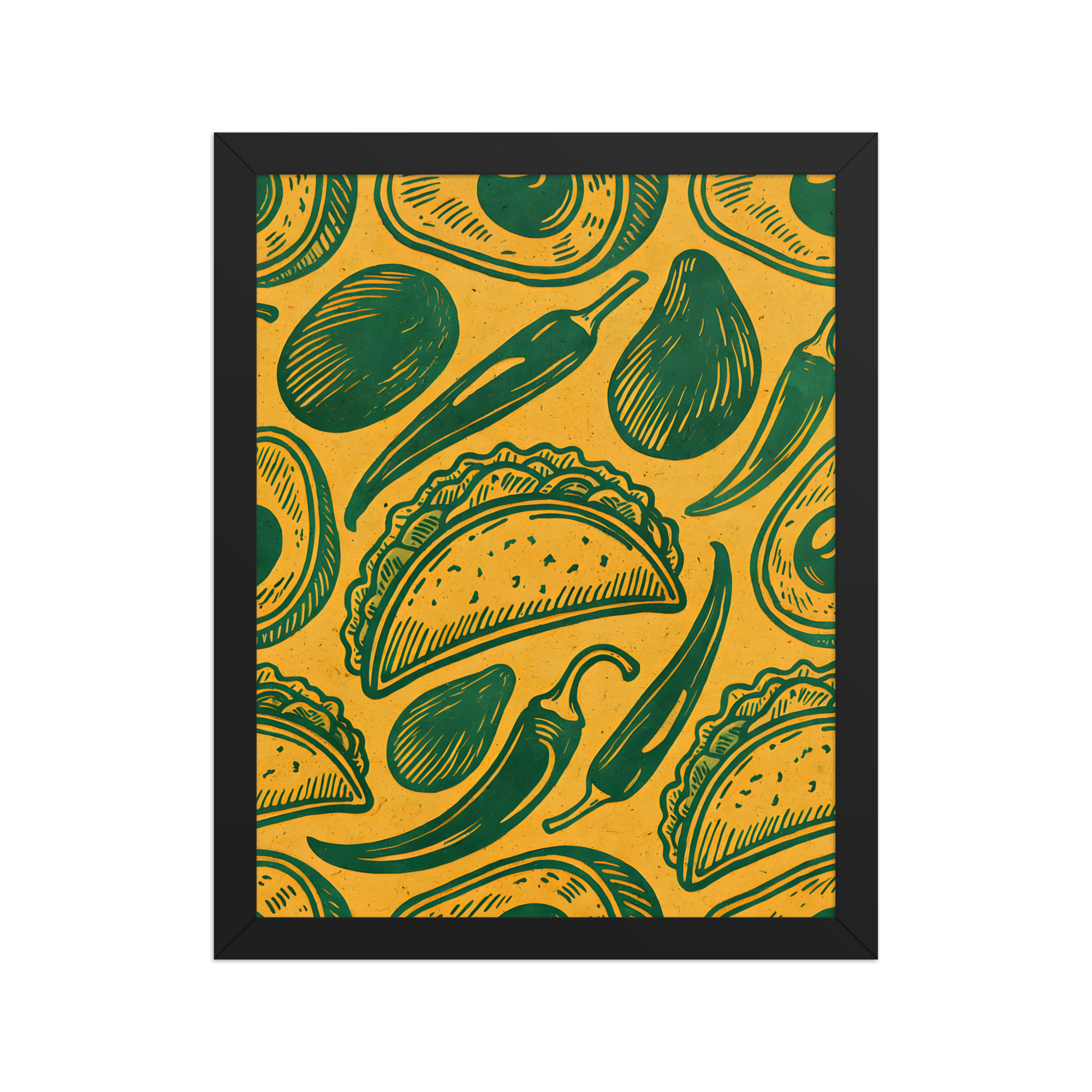 Chilli Tacos Framed Food Art for Kitchens