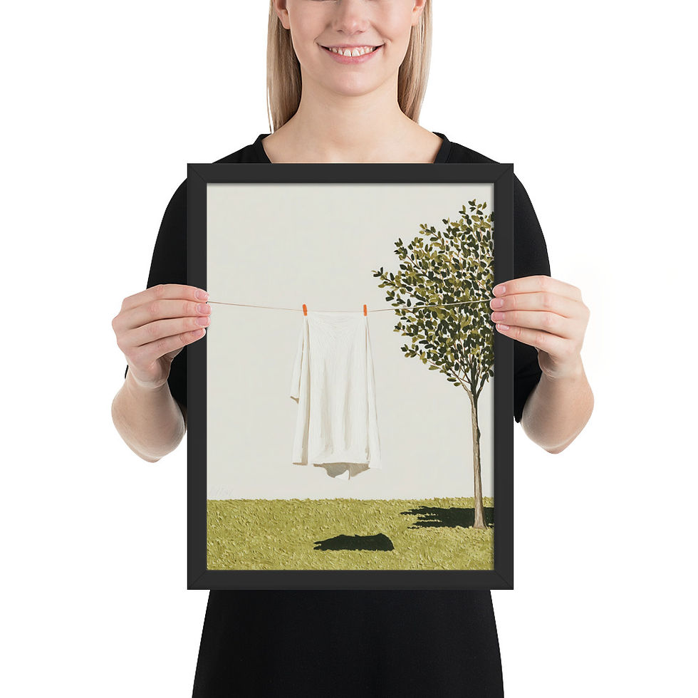 Thumbnail: Hanging Laundry Gouache Inspired Art Print 