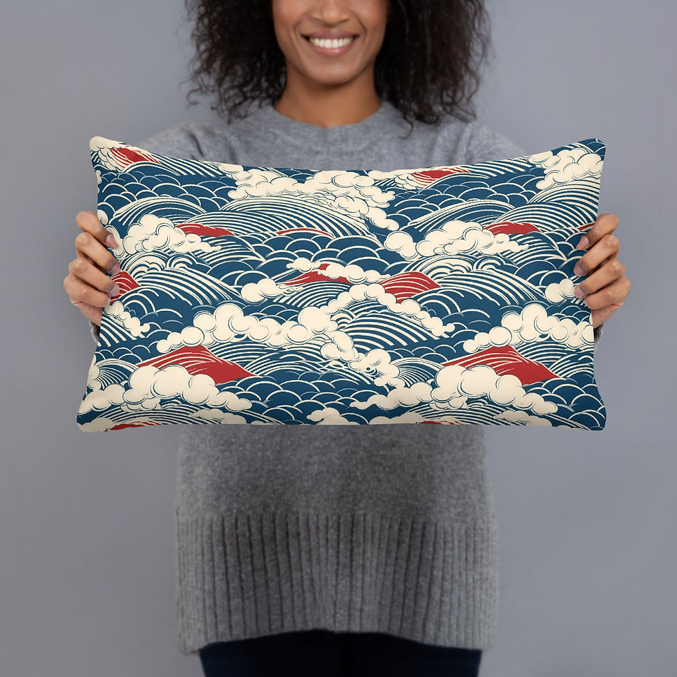 Thumbnail: Japanese Art Deco Cushion – Fusion of Styles