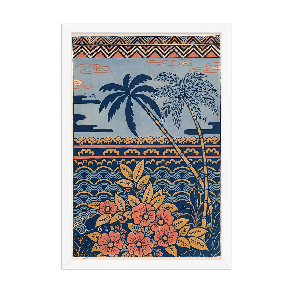 Thumbnail: Coastal Bloom — Retro Tropical Framed Oversized Print
