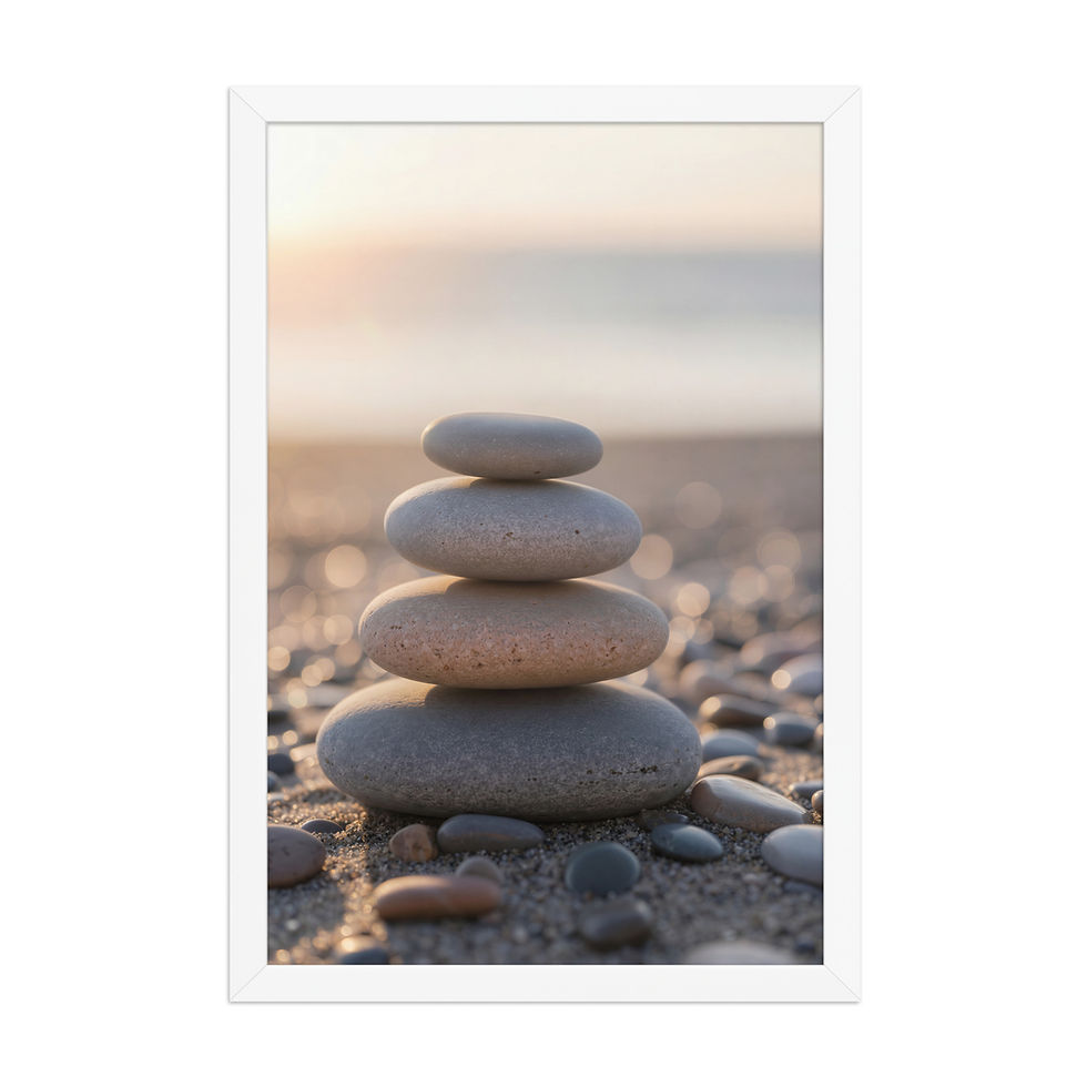 Thumbnail: Sea Stones — Balanced Pebble Stack — Framed Print