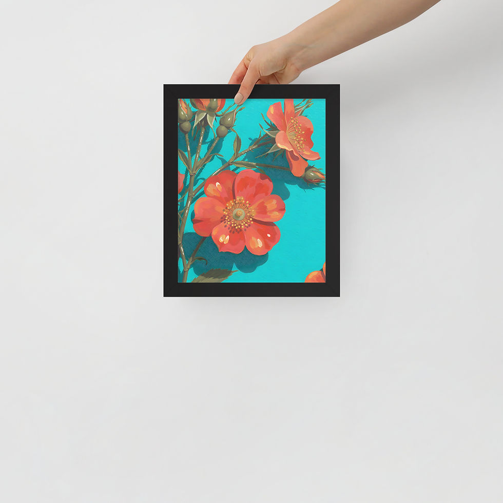 Thumbnail: Abstract Wild Roses Framed Botanical Wall Art