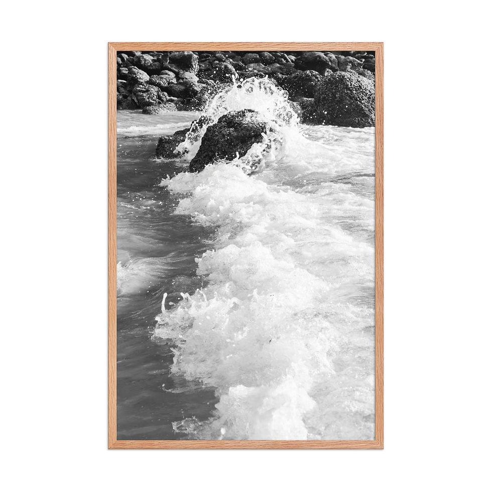 Thumbnail: Crashing Wave Over Rocks in Black and White – Luster Photography Print