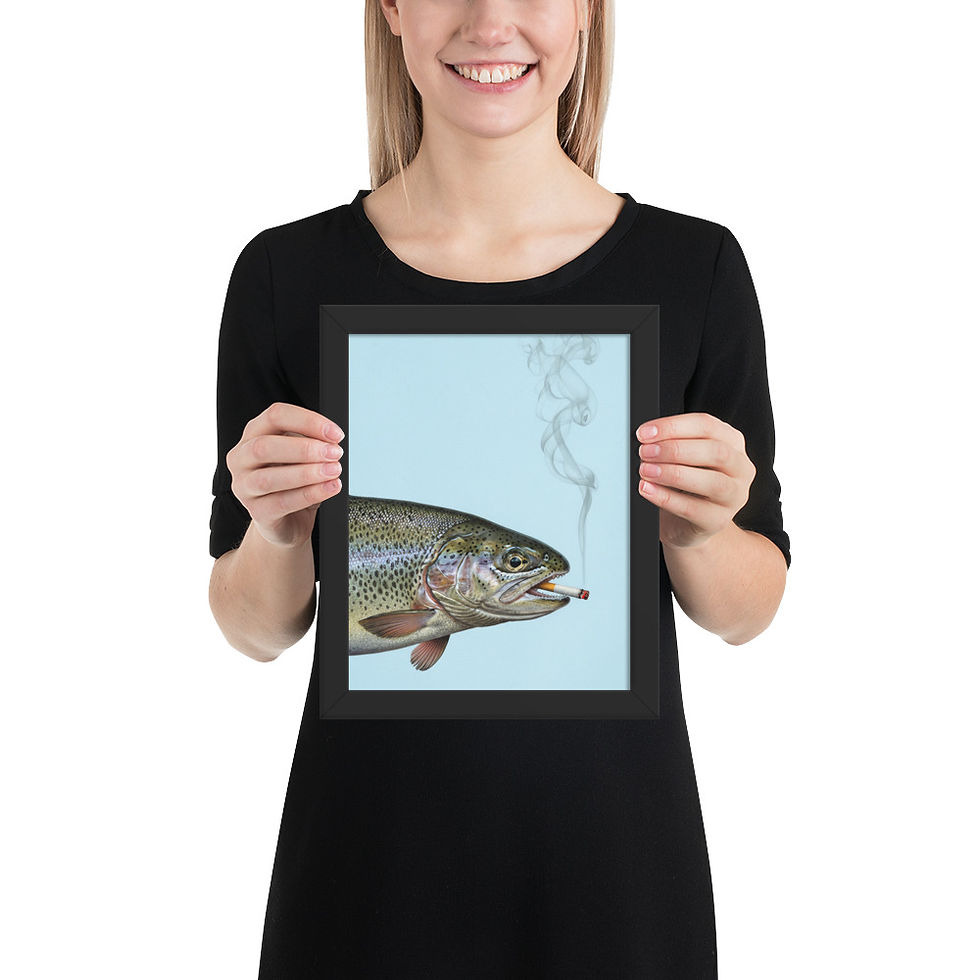 Thumbnail: Smoking Fish Quirky Art Print